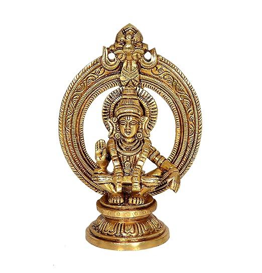 Brass Ayappa Swamy Statue Lord Ayyappan Idol 5 inches - JAI HO INDIA