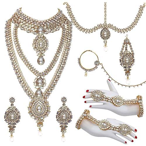 White Full Bridal Jewelry Set For Indian Wedding - JAI HO INDIA