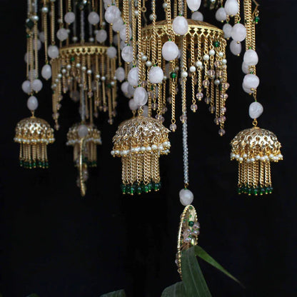 Royal Pearl Kundan Green Bridal Kaleera