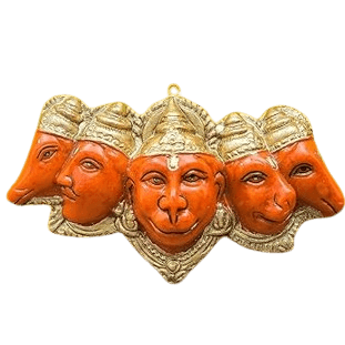 Panchmukhi Hanuman Idol Wall Hanging Five Face Hanuman Statue For Front Door Orange - JAI HO INDIA
