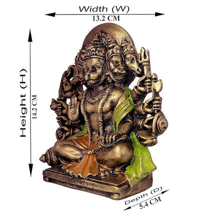 Panchmukhi Hanuman Idol For Car Dashboard In Resin 5.5 inches Five Face Hanuman Statue - JAI HO INDIA