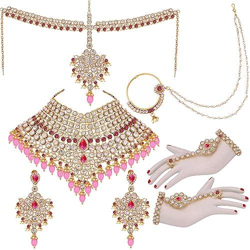 Pink Full Bridal Jewelry Set For Indian Wedding - JAI HO INDIA
