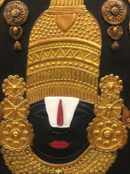 Venketeshwara Tirupati Balaji Cone Art 3D Painting 16" x20" 1.2Kgs by Apoorva Wadhawan - JAI HO INDIA