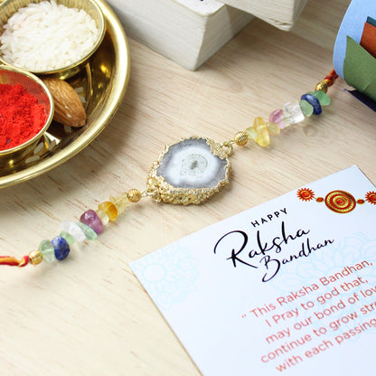 Agate Crystal Gemstones Chips Rakhi For Rakshabandhan