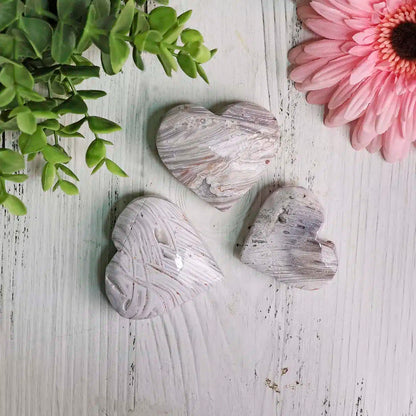 Mexican White Agate Heart Shape Stone