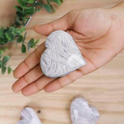 Mexican White Agate Heart Shape Stone