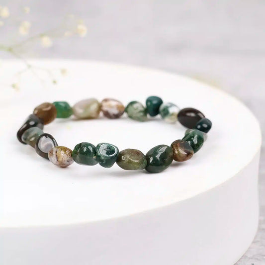 Moss Agate Small Tumble Bracelet