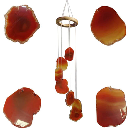 Red Agate Slice Crystal Windchime