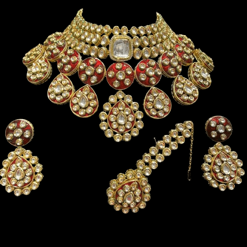 Heavy Red Bridal Jewelry Set For Indian Wedding - JAI HO INDIA