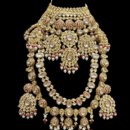 Maroon Red Rajwada Bridal Jewelry Set For Indian Wedding - JAI HO INDIA