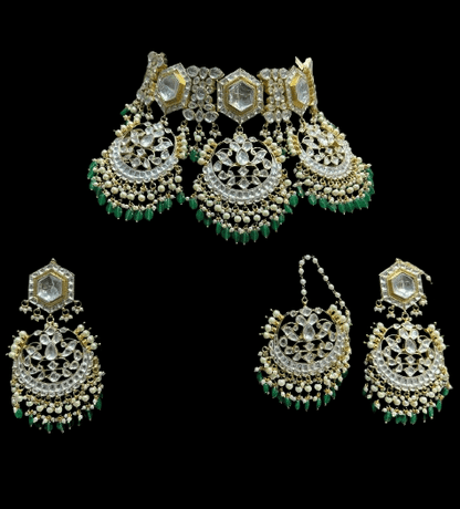 Real Kundan Pink Green Bridal Choker Jewellery Set Indian Wedding Bridal Jewelry Set - JAI HO INDIA