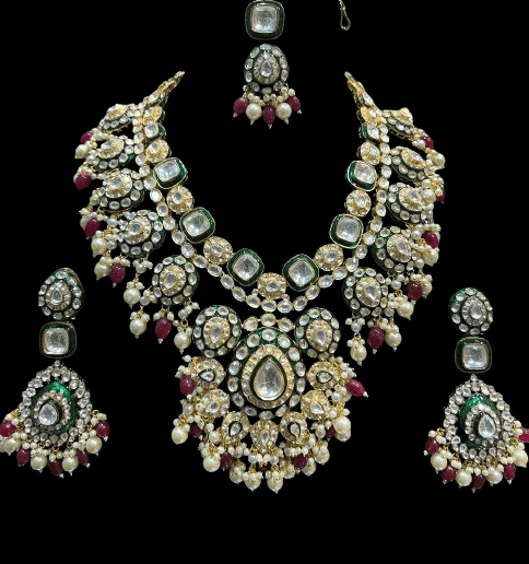 Exclusive Red Real Kundan Bridal Jewelry Set - JAI HO INDIA