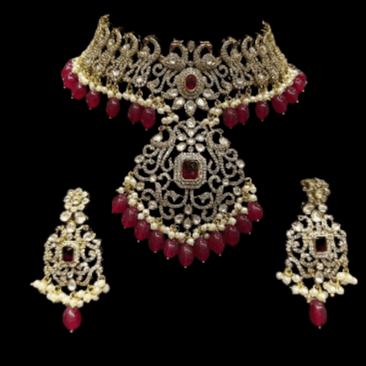 American Diamond Pink Jewelry Set - JAI HO INDIA