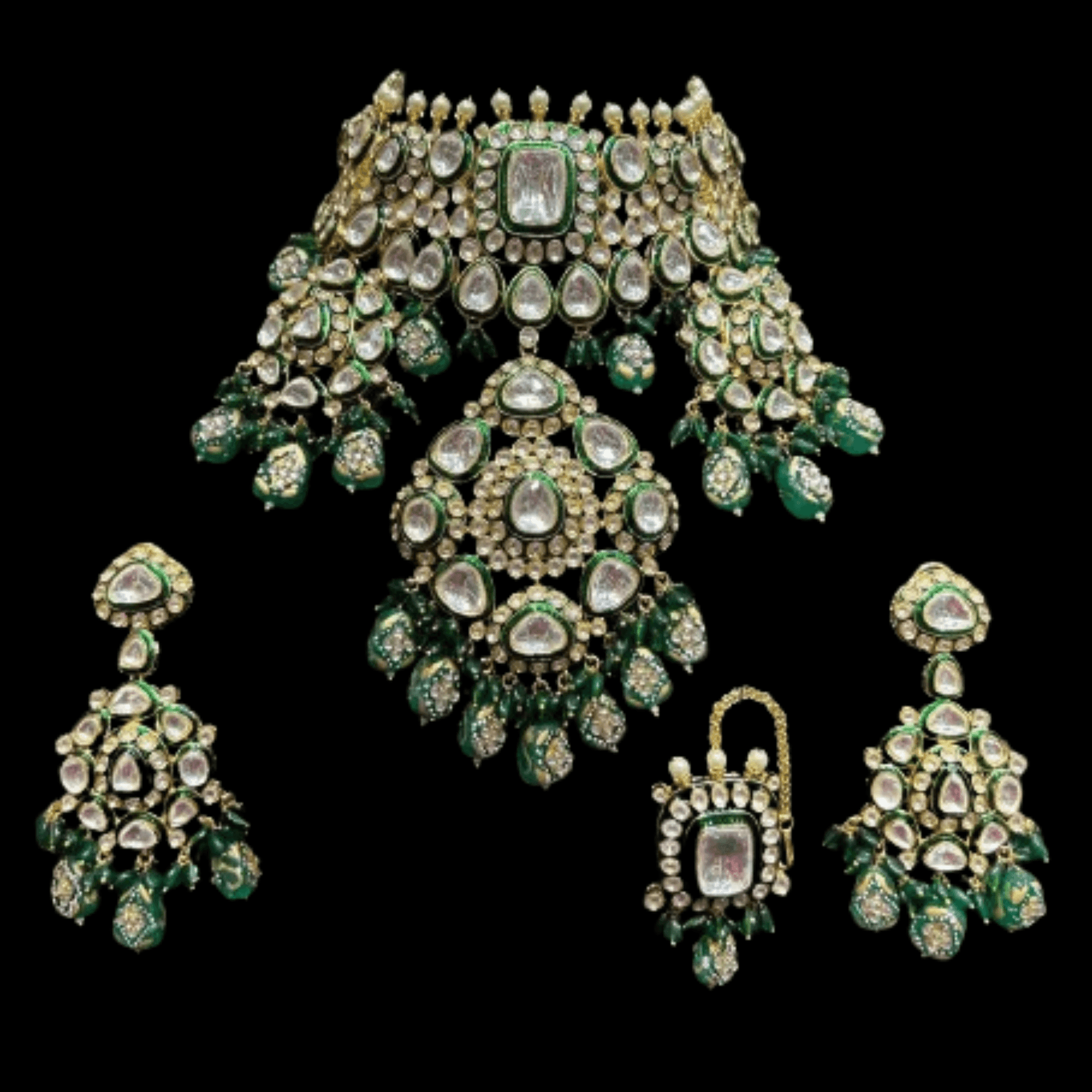 Bridal Green Pachi Kundan Royal Choker For Wedding - JAI HO INDIA