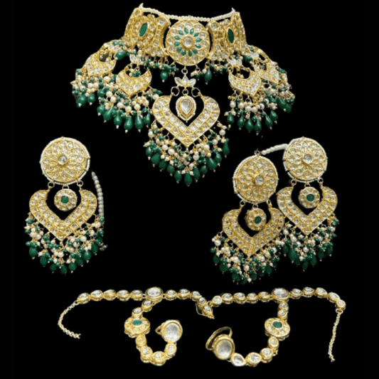 Green Bridal Choker Jewelry Set For Indian Wedding - JAI HO INDIA