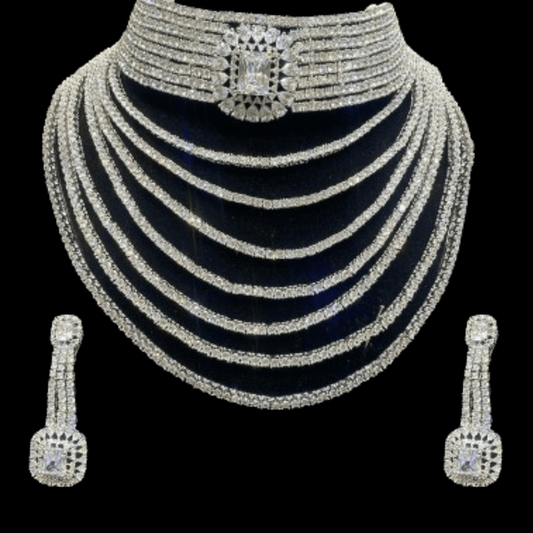 American Diamond AD Choker Jewelry Set - JAI HO INDIA