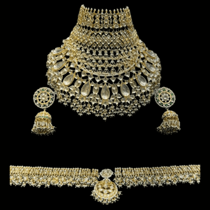 Pachi Kundan Royal Choker Full Rajwada Bridal Jewellery Set Indian Wedding Bridal Gold Plated Jewelry Set - JAI HO INDIA