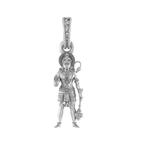 Lord Hanuman Standing Blessing Sterling Silver Pendant - JAI HO INDIA