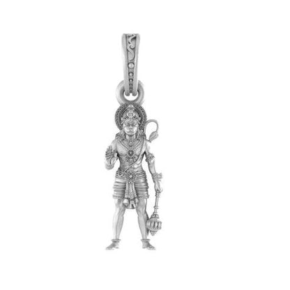Lord Hanuman Standing Blessing Sterling Silver Pendant - JAI HO INDIA