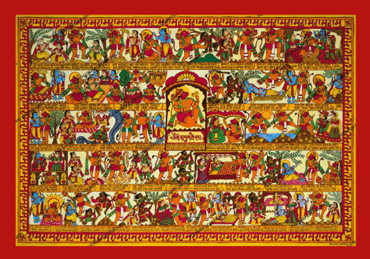 Shree Hanuman Chalisa Painting (Hindi) Canvas Print By Poonam Deepak - JAI HO INDIA
