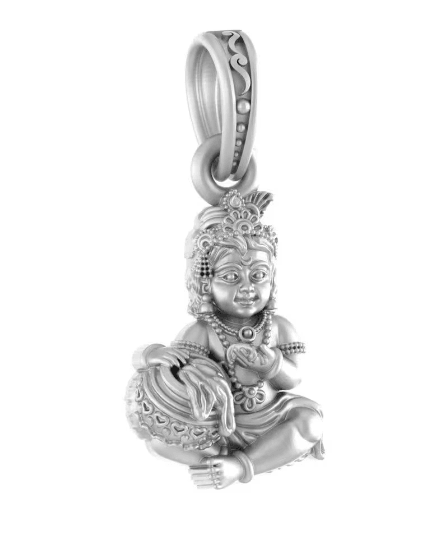 Laddoo Gopal Baby Krishna Sterling Silver Pendant - JAI HO INDIA