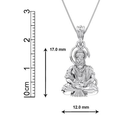 Lord Hanuman Sitting Meditating Sterling Silver Pendant - JAI HO INDIA