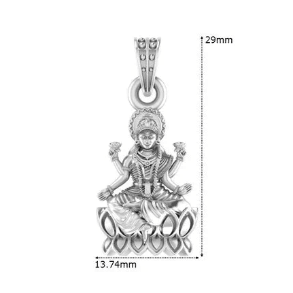 Goddess Laxmi Maa Sterling Silver Pendant - JAI HO INDIA