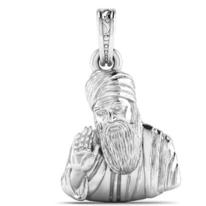 Guru Nanak Dev Ji Blessing Sterling Silver Pendant - JAI HO INDIA