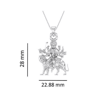 Goddess Durga Maa On Lion Sterling Silver Pendant - JAI HO INDIA