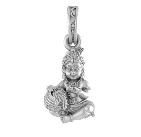 Laddoo Gopal Baby Krishna Sterling Silver Pendant - JAI HO INDIA