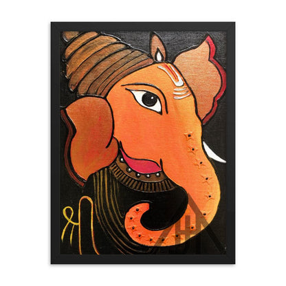 Orange Lord Ganesha Painting Print - JAI HO INDIA