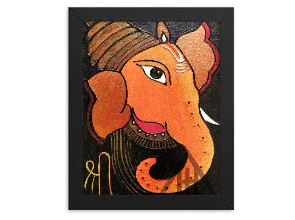 Orange Lord Ganesha Painting Print - JAI HO INDIA