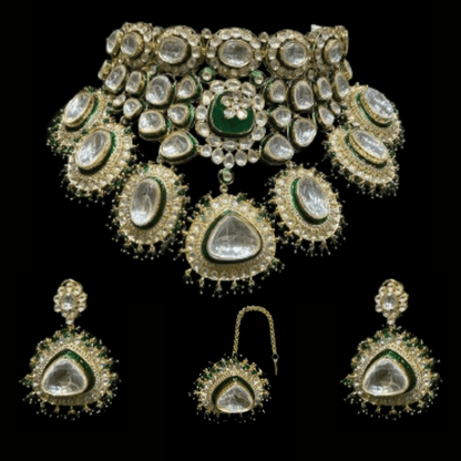 Green Bridal Choker Pachi Kundan Jewelry Set  - JAI HO INDIA