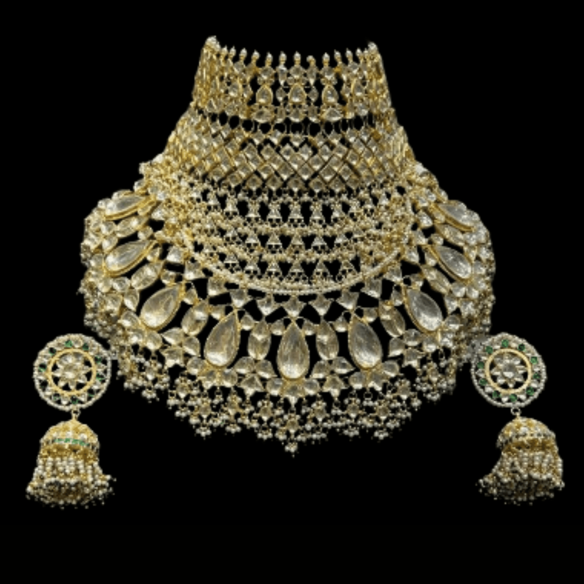 Heavy Bridal Pachi Kundan Jewelry Set - JAI HO INDIA