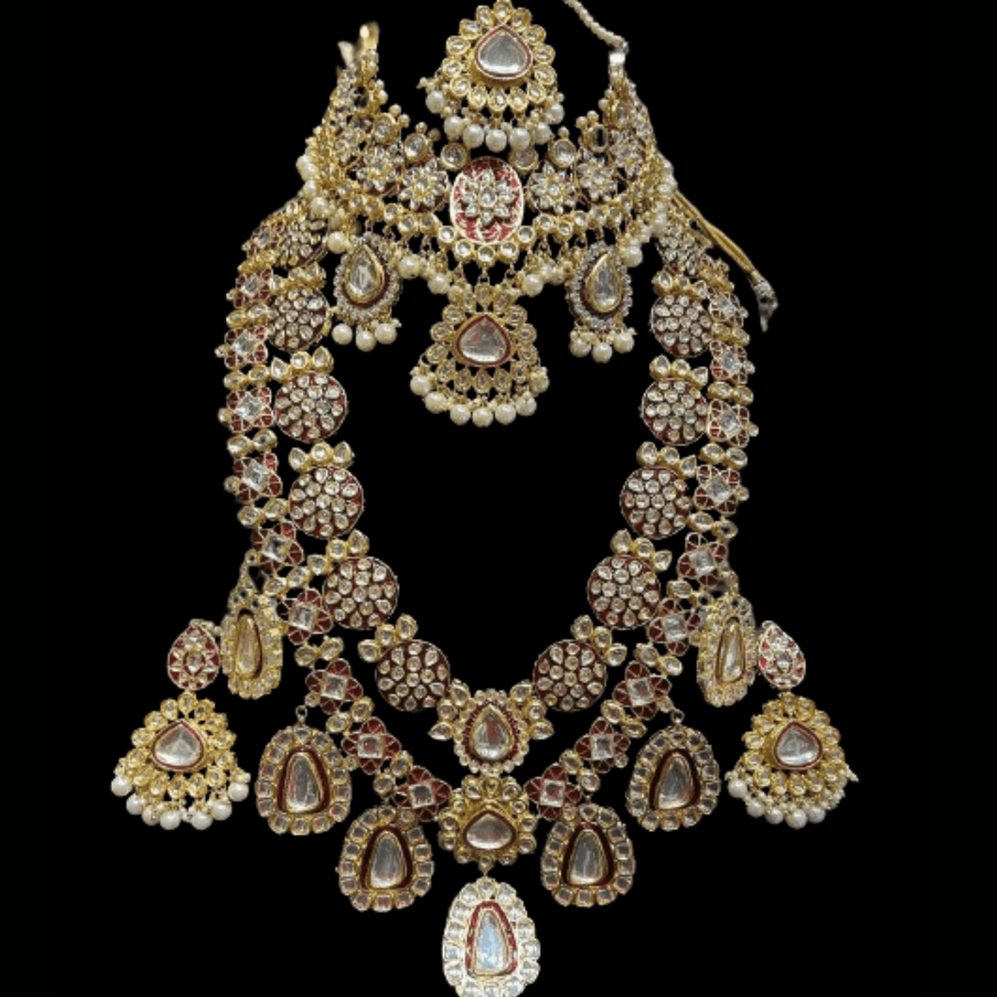 Heavy Maroon Bridal Jewelry Set For Indian Wedding - JAI HO INDIA