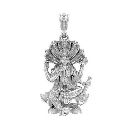 Lord Vishnu Sterling Silver Pendant - JAI HO INDIA